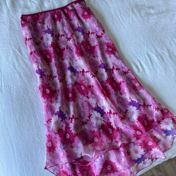 Vintage midi pink floral skirt - Picture 6 of 8